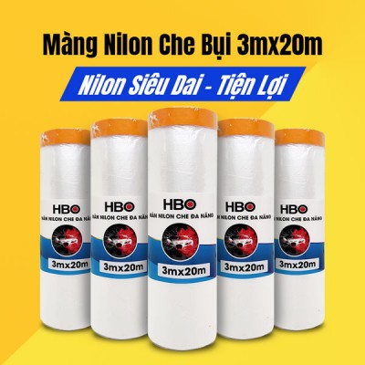 Màng nilon che bụi khổ lớn 3mx20m, tấm nilon che phủ ngăn bụi cho tủ, giường, kệ bếp có băng keo dính 1 đầu tiện lợi