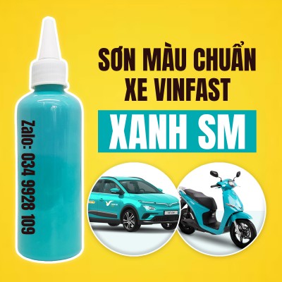 Sơn màu xe Vinfast Xanh SM, chai sơn 100gr màu chuẩn xe ô tô, xe máy Xanh SM dùng để dặm vá các vết trầy xước